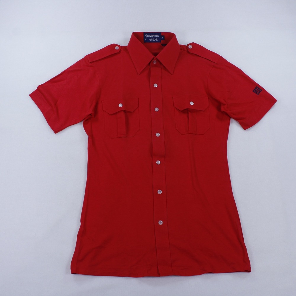 VTG 70s Givenchy for Chesa Safari Shirt Men S Crown Colony Hong Kong Embroidered